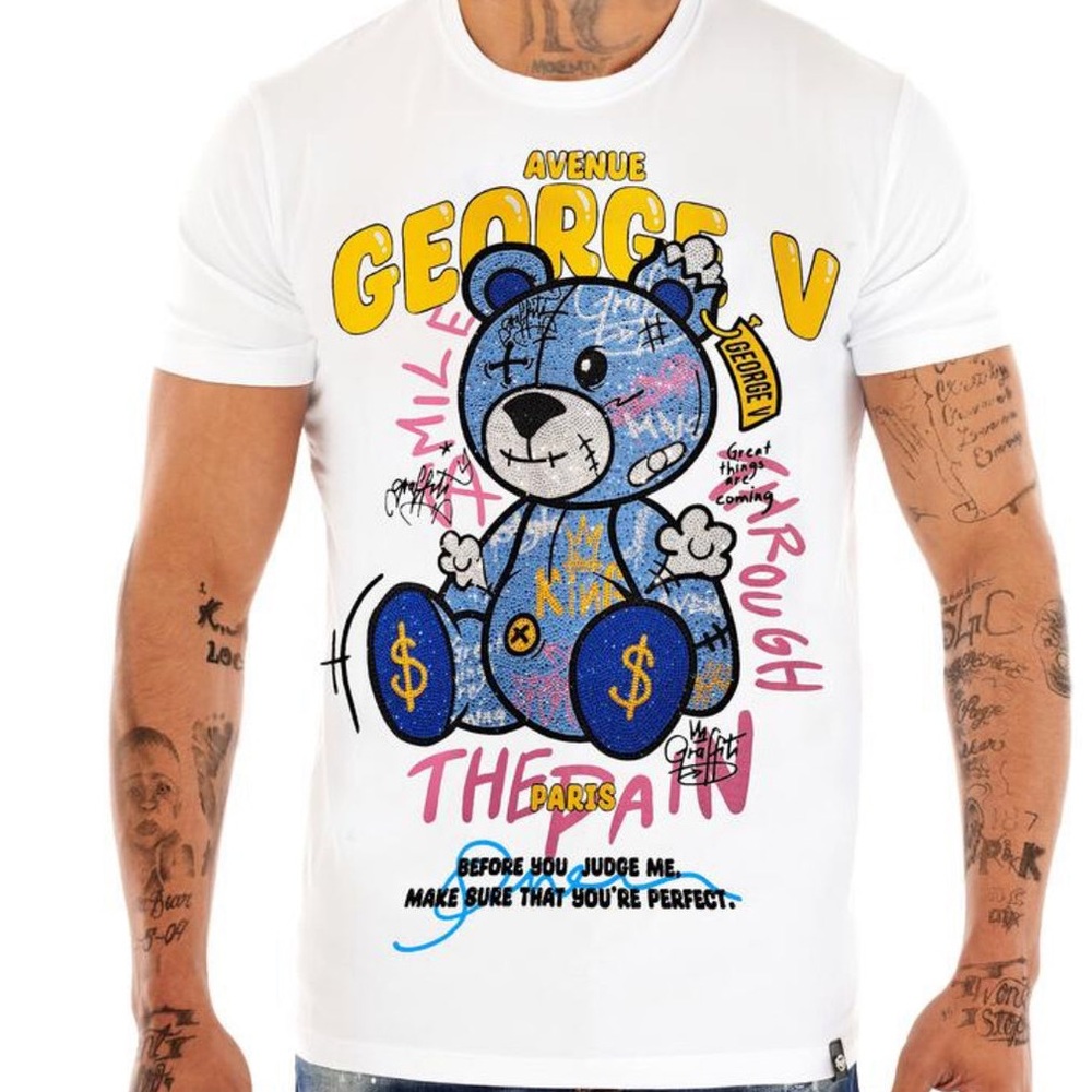 Avenue George V Paris Graphic Bear T-Shirt – White – Men’s Medium – NWT